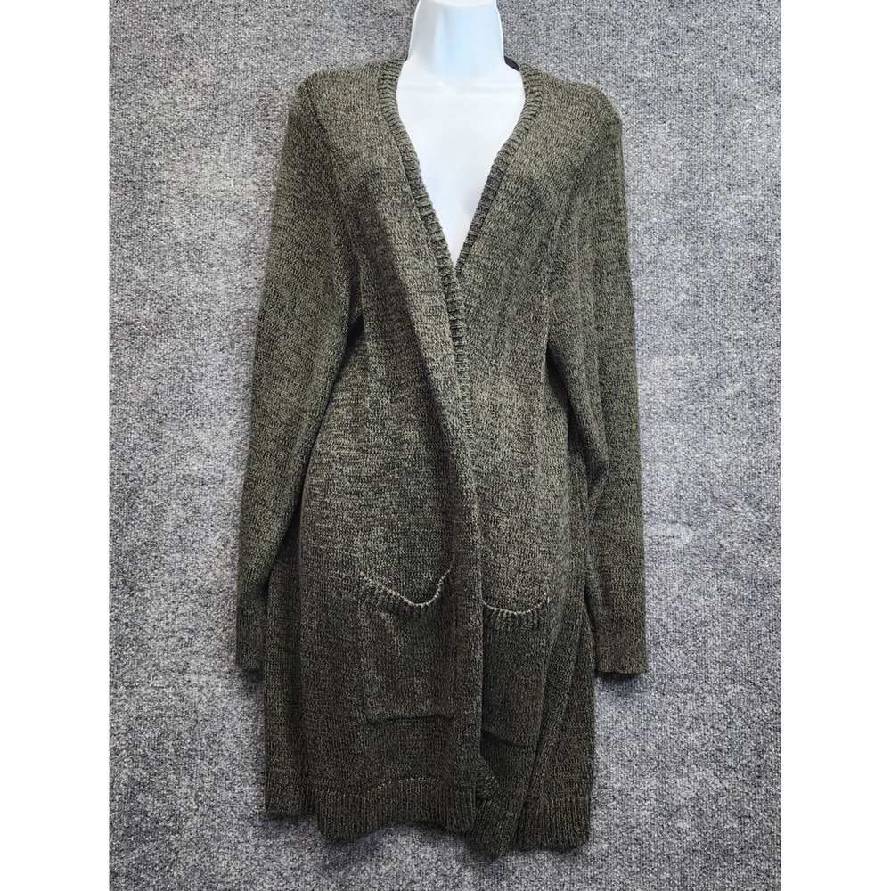Torrid Women's Olive Marl Knit Longline Open Front Pocket Cardigan Plus Size 3